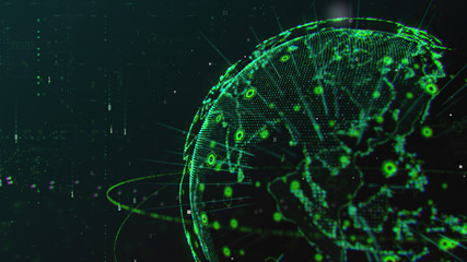 Obraz premium 3d illustration world Global News Digital Techno right Background 4k