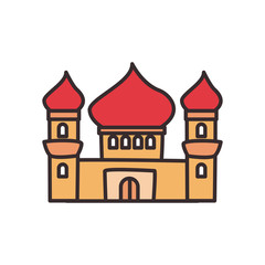 Turkish mosque line and fill style icon vector design