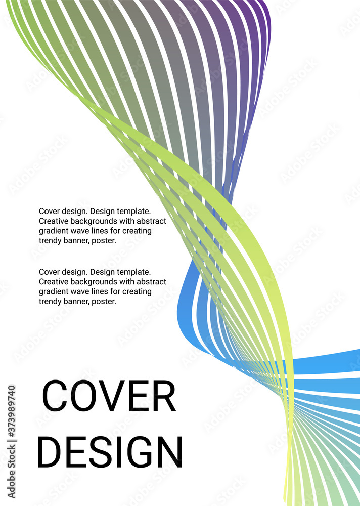 Fototapete Cover design. Design template. Creative backgrounds with abstract gradient wave lines for creating trendy banner, poster	