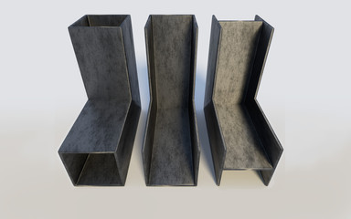 Raw steel profiles. On a white background.