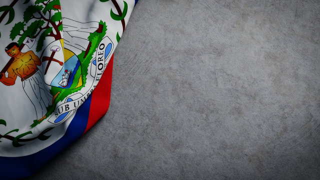 Flag of Belize on concrete backdrop. Belize flag background with copy space