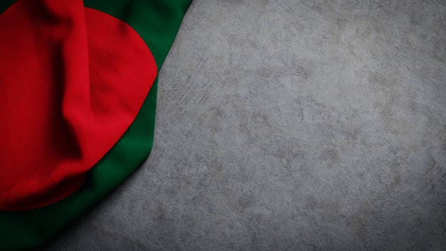Flag of Bangladesh on concrete backdrop. Bangladesh flag background with copy space