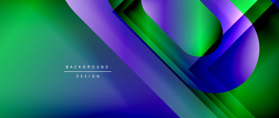 Vector geometric abstract background with lines and modern forms. Fluid gradient with abstract round shapes and shadow and light effects