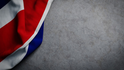 Flag of Costa Rica on concrete backdrop. Costa Rican flag background with copy space