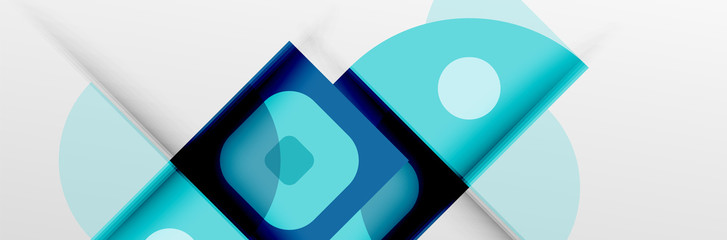 Bright color circles, abstract round shapes and triangles composition with shadow effects. Vector modern geometric design template