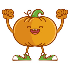 cute smiling halloween pumpkin cartoon illustration