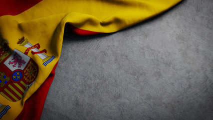 Flag of Spain on concrete backdrop. Spanish flag background with copy space
