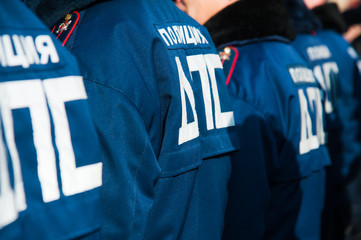 Fototapeta premium Russian police officers in uniform