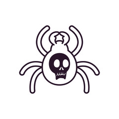 halloween spider with skull cartoon free form line style icon vector design