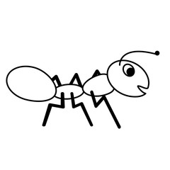 Coloring page. Ant cartoon illustration Isolated on white background