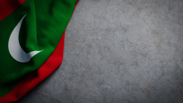 Flag of Moldova on concrete backdrop. Moldovan flag background with copy space