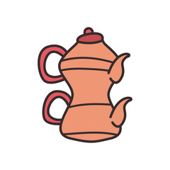 turkish coffee kettle line and fill style icon vector design