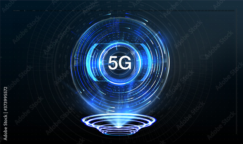 Poster 5g new wireless internet wifi connection. big data binary code flow numbers. global network high spe