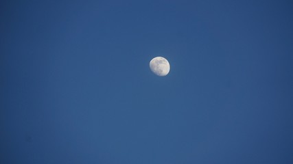 Obraz premium moon, sky, night, blue, space, nature, full, day, astronomy, clouds, lunar, dark, light, cloud, evening, planet, moonlight, white, satellite, crater, bright