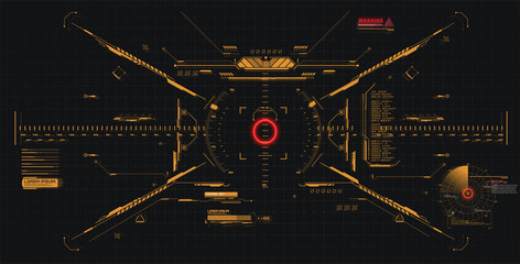 Modern illustration for game background design Futuristic HUD, GUI interface screen design. Virtual reality. Futuristic VR Head-up Display Design. Sci-Fi Helmet HUD. Future Technology. Hi tech design © ZinetroN