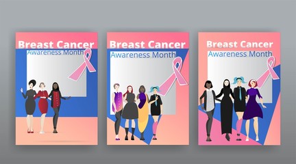 October Breast cancer Awareness month with pink ribbon poster
