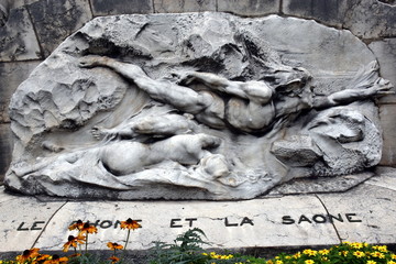 Skulptur die Rhone und die Saone in Lyon
