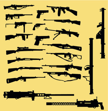 World War II weapons icon set