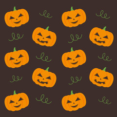 happy pumpkin halloween pattern vector