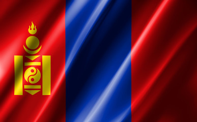 Naklejka premium 3D rendering of the waving flag Mongolia