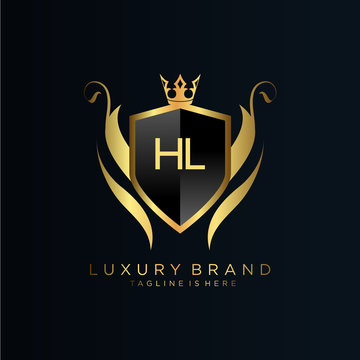 HL Letter Initial with Royal Template.elegant with crown logo vector, Creative Lettering Logo Vector Illustration.