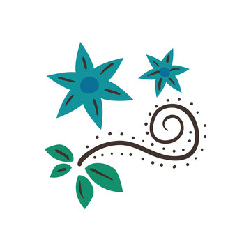 mexican flower with leaves free form style icon vector design
