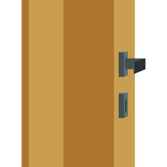 Part of the door with a handle and keyhole