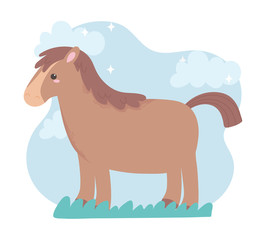cute animal horse cartoon in a natural landscape