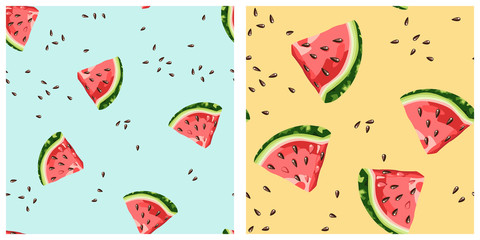Vector seamless pattern with doodle hand drawn watermelons