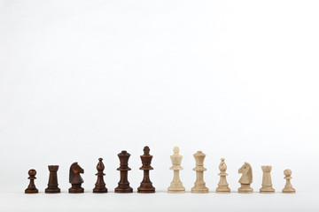 chess pieces on white background