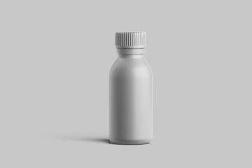 White Blank Bottle For Medicine Or Beauty Product on Bright Background, Copy Space. Empty Space. Minimalism. 3d rendering