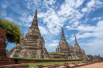 Fototapeta premium Wat Phra Si Sanphet Is the former royal temple of the ancient palace Located at Tambon Pratu Chai Phra Nakhon Si Ayutthaya District Phra Nakhon Si Ayutthaya Province, Thailand