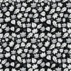 Fototapeta premium Autumn leaves in vector oak maple birch chestnut leaves seamless pattern