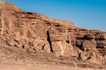 Fototapeta premium View of the Solomon Pillars Mountains in Timna National Park, Arava Valley. Israel. 