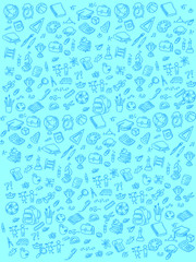 Set of Hand draw Literacy day Doodle backgrounds. Objects around Education.