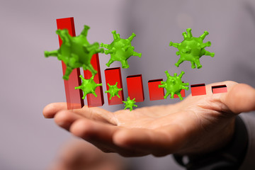 Financial stock graph has down from virus corona outbreak..