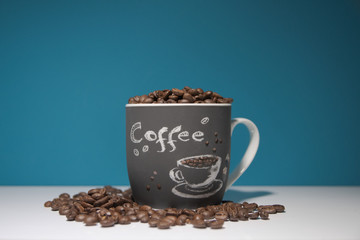 coffee beans and cup