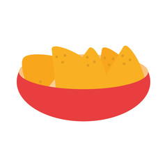 mexican food nachos in bowl traditional flat icon