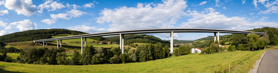Panoramic view of Sinntal Bridge from below on sunny summer day