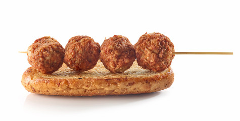 toasted bread with meat balls