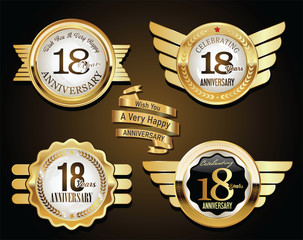 Collection of Anniversary Golden retro vintage labels 