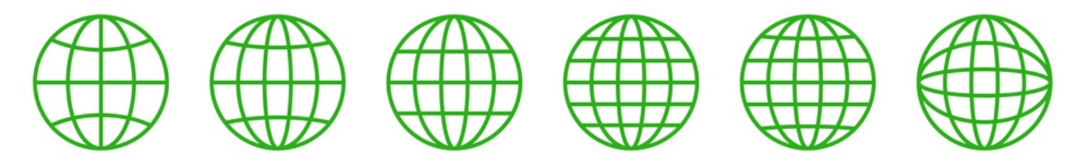 World Icon Green | Earth Illustration | Globe Symbol | Planet Logo | World Wide Web Sign | Isolated | Variations