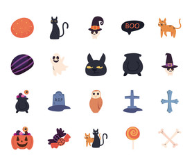 halloween free form style icons bundle vector design