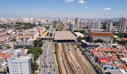 Tatuape neighborhood, subway and train station, and Radial Leste Avenue in Sao Paulo city.