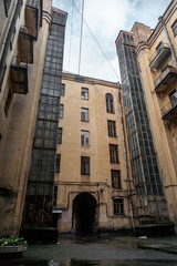 Courtyard of vintage rent  house in saint petersburg