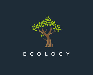 minimal tree logo template - vector illustration