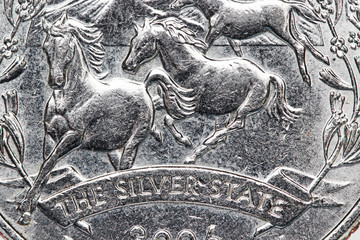 American Quarter coin close up shot with Nevada symbol