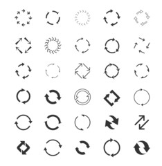 Big set of refresh icons. Circulate arrows.