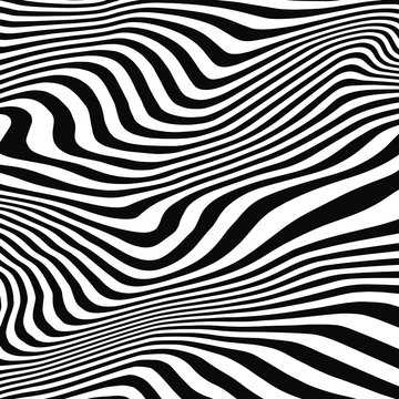 black and white abstract warped vector stripes pattern background © ProjectPixels