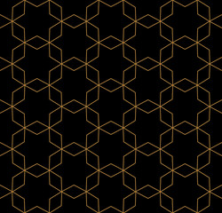 Vector seamless hexagon stars pattern. Modern stylish thin linear texture.